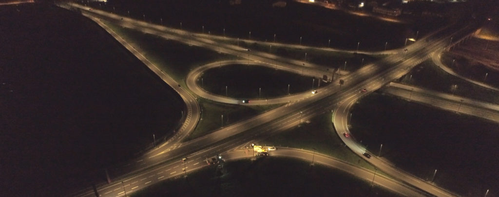 Echangeur autoroutier éclairé par Novéa Energies dans le nord de la France